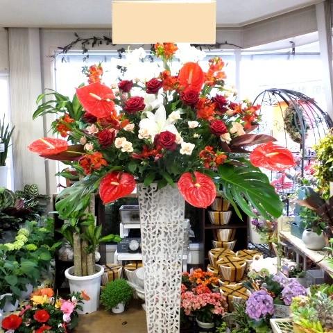 お祝いスタンド花1段紅白｜atelier-yuuzen｜02