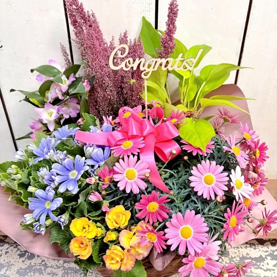 季節のおまかせ花寄せ鉢バスケットLL誕生日記念日花プレゼント : あと