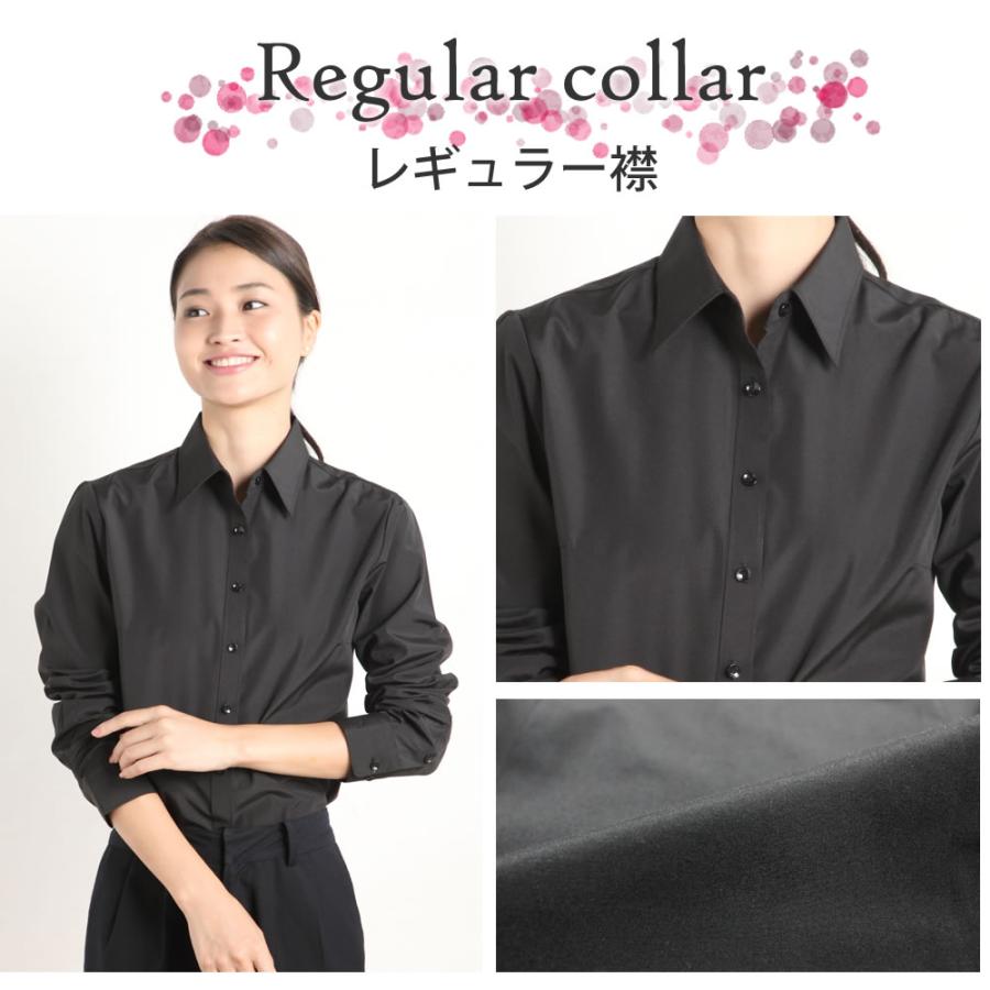 ブラウス ブラック シャツ オフィス レディース カッターシャツ 長袖 七分 ビジネス カジュアル 制服 事務服at-ll-bl-1924 2枚は2通 | アトリエ365 | 13
