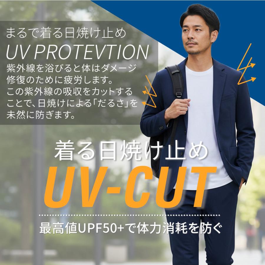セットアップ メンズ スーツ 上下 洗える UVカット95% 遮熱 ストレッチ 春 夏 秋 テーラード ビジカジ 軽量 快適 ネイビー  oth-me-jk-1542-2 宅配便のみの画像