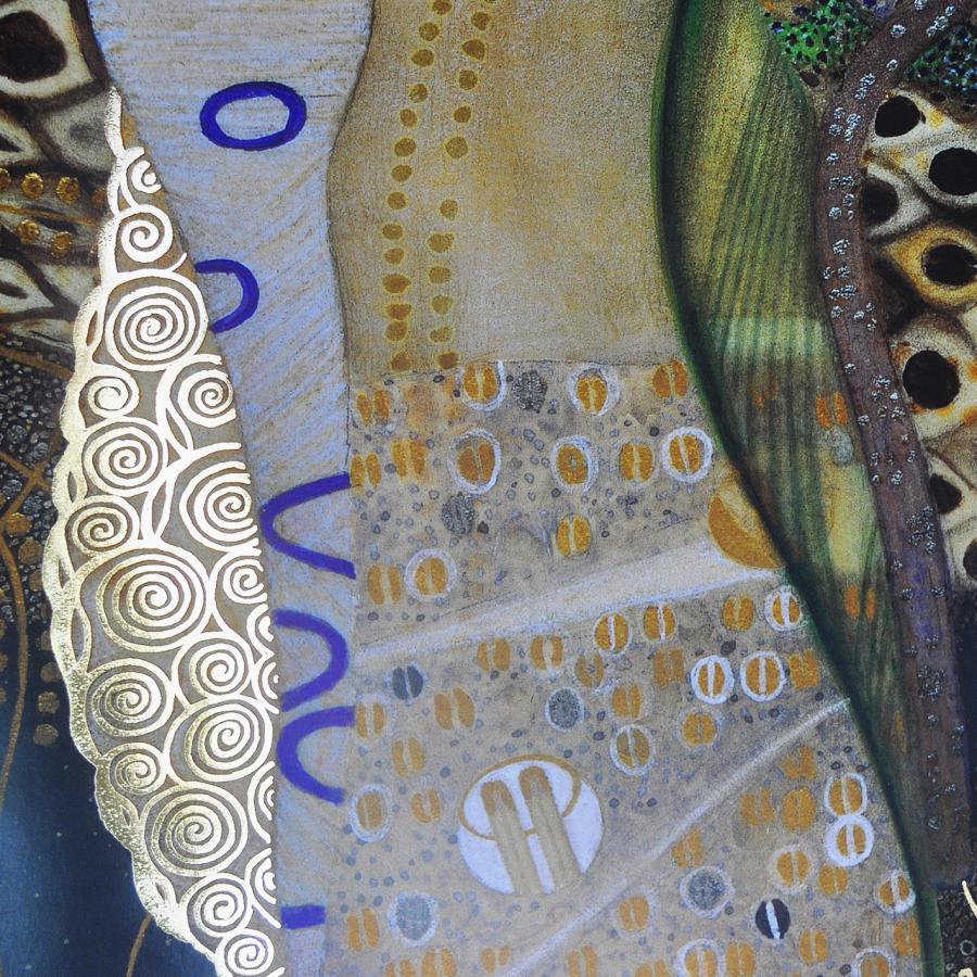 クリムト 額装品 グスタフ・クリムト「水蛇Ⅰ」 ジクレー、シルクスクリーン金箔加工