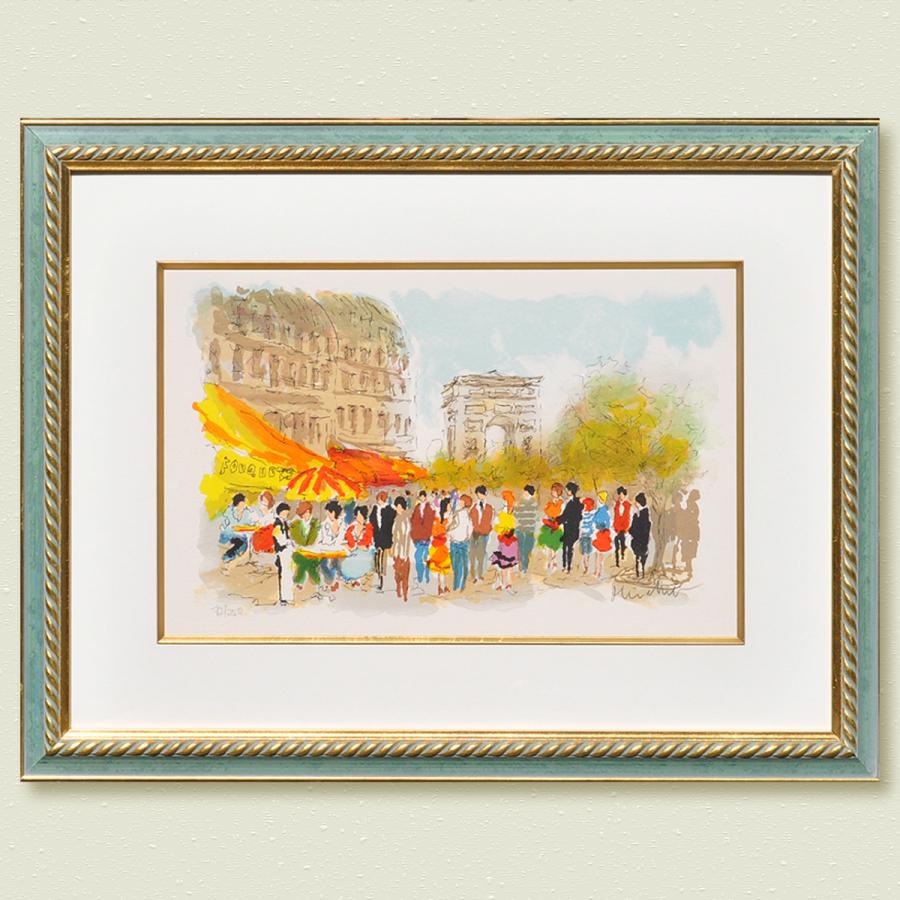 ユルバン　ユシェ　オリジナルリトグラフ　額装　モンマルトルからの風景 ユシェ フランス風景画 リトグラフ 9点 ユルバン ユシェ オリジナル