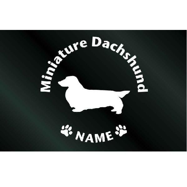 犬のステッカー Dog Sticker Sサイズ ロングヘアード 名前入りドッグステッカーミニチュアダックスフンド