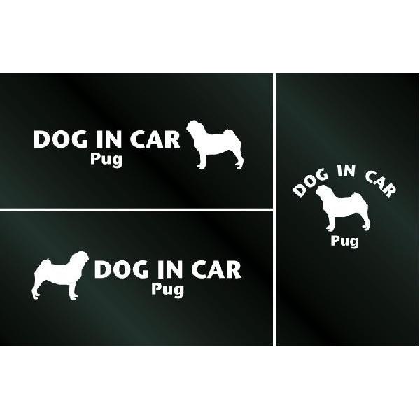 犬のステッカー DOG STICKER 商品 当季大流行 ドッグステッカー IN CAR 3枚組 パグ