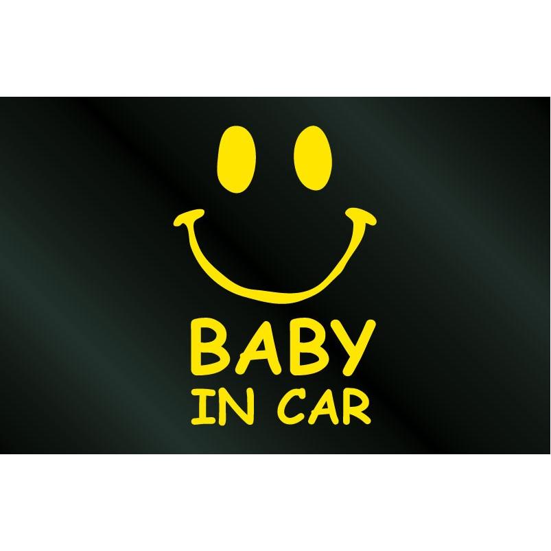 アトリエDOM] 手描き風 BABY IN CAR ニコちゃんステッカー Aタイプ