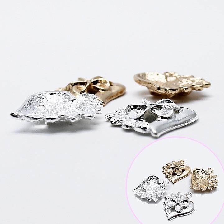 プルメリアのチャーム 10個 ゴールド ホワイトシルバー アクセサリー