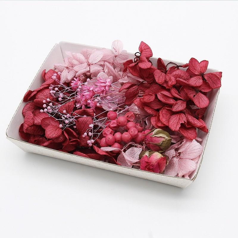 クラシカルローズ花材セット 1ケース ハーバリウムやアロマワックスバー プリザーブドフラワー アジサイ 薔薇 バラ レッド