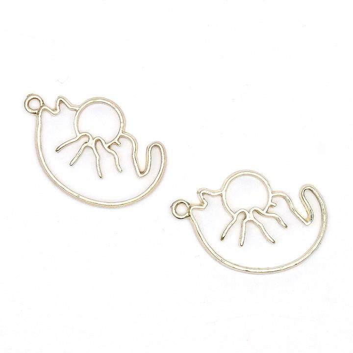 レジン 枠 小さめボールで遊ぶネコの空枠 1個 ゴールド | 