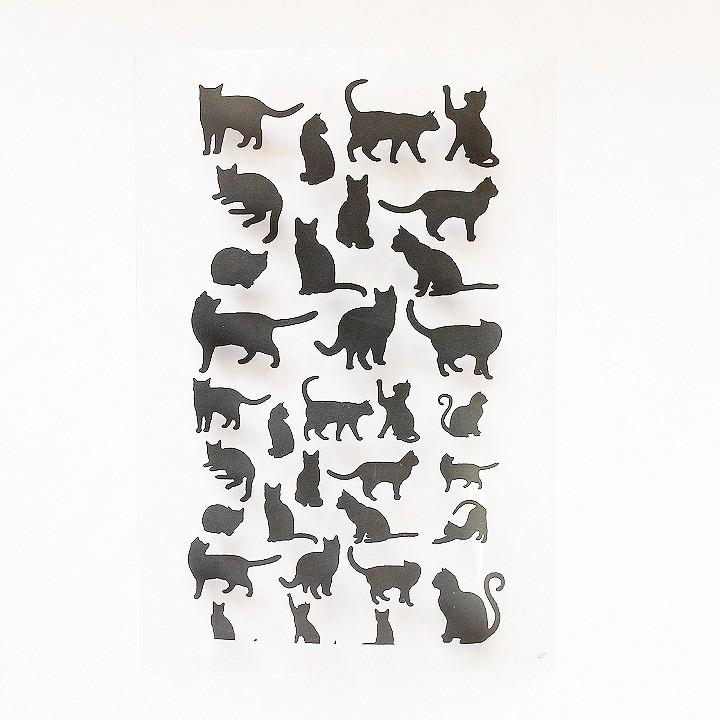 レジン 封入材料 クリアイラストシート モノクロ ネコのシルエット 1枚