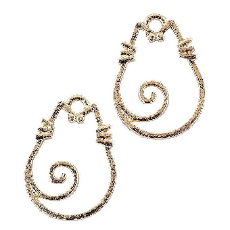 レジン枠 しっぽくるくるミニサイズネコ 1個[ゴールド] 空枠 透かしチャーム ねこ 猫 しっぽ 尻尾 かわいい 可愛い 小さい空枠 | 