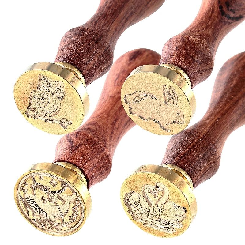 シーリングワックス用 スタンプ 全4種(フクロウ/ウサギ/クジラ/スワン