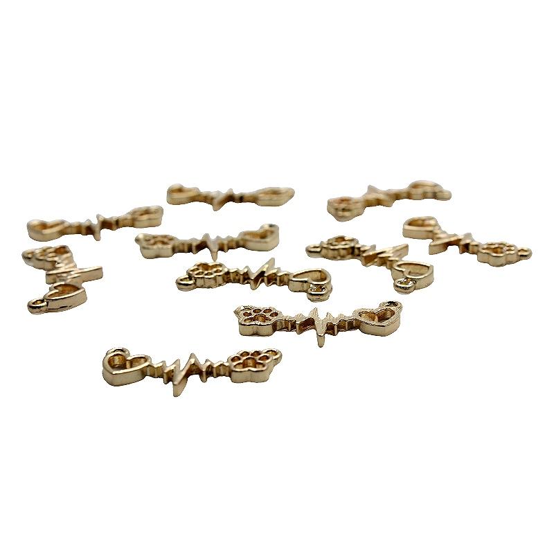 チャーム パーツ ハートとにくきゅうの心電図 コネクター 10個[ゴールド] |  | 02