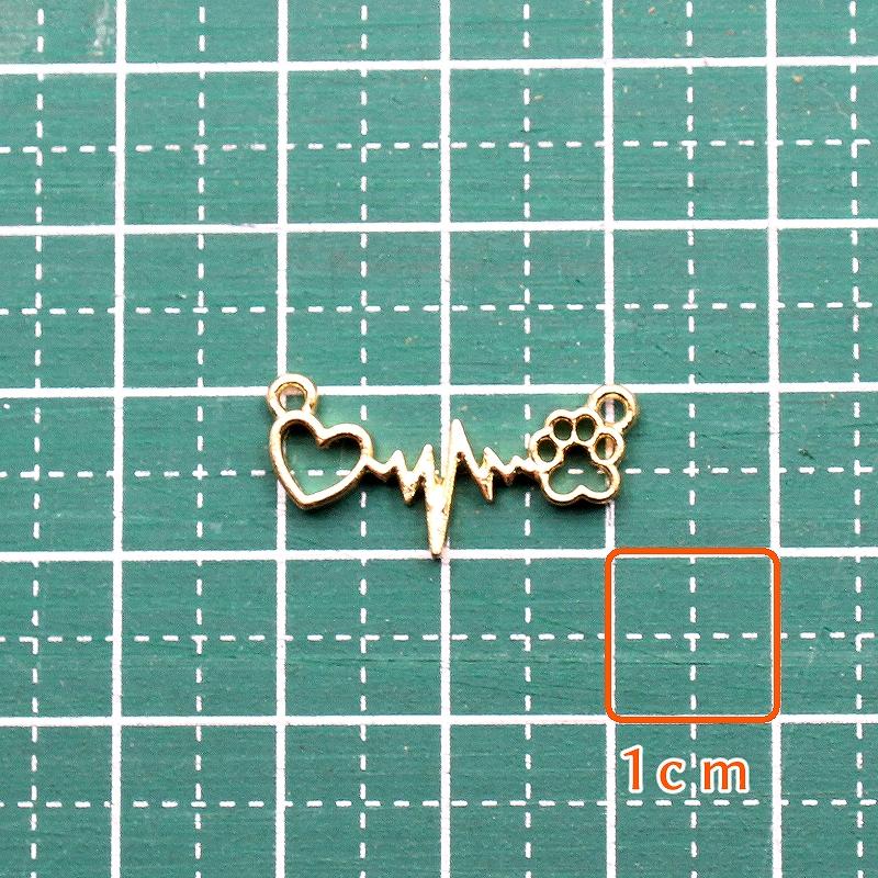チャーム パーツ ハートとにくきゅうの心電図 コネクター 10個[ゴールド] |  | 04