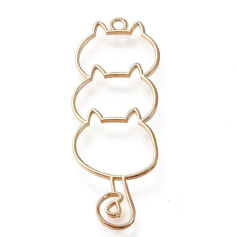 レジン パーツ 枠 積みネコ3段 しっぽぐるぐる 1個 | 