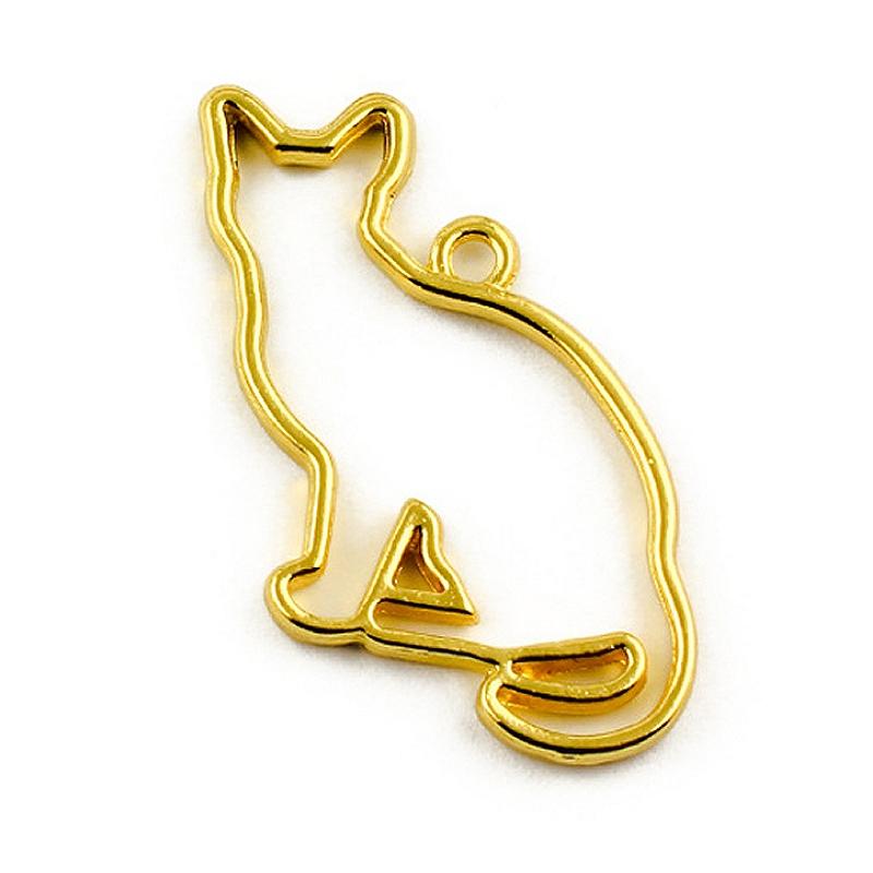 座るネコの空枠 約22×40mm 1個[ゴールド] | 