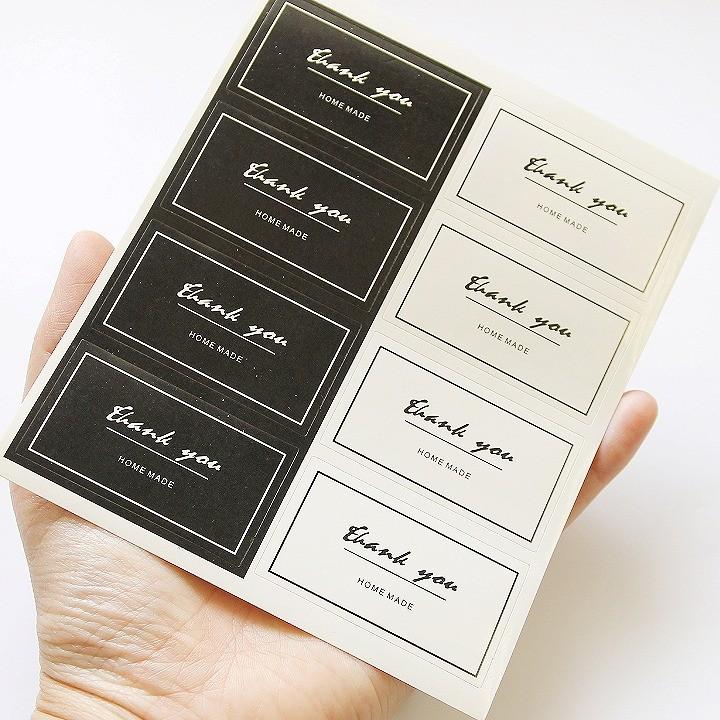 Thank You シール モノクロ ブラック&ホワイト 8片×4シート 手芸
