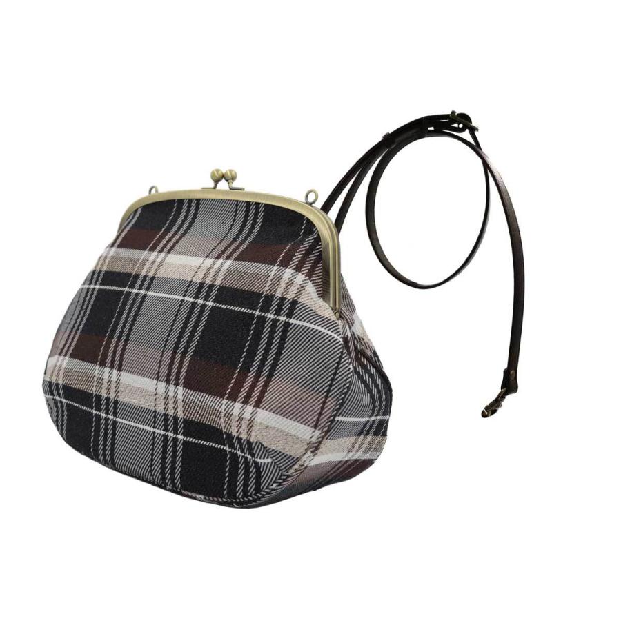 撥水加工・西陣織シルク・がま口ショルダー・タータンチェック・チャコールブラック・レディース・日本製 |  | 01