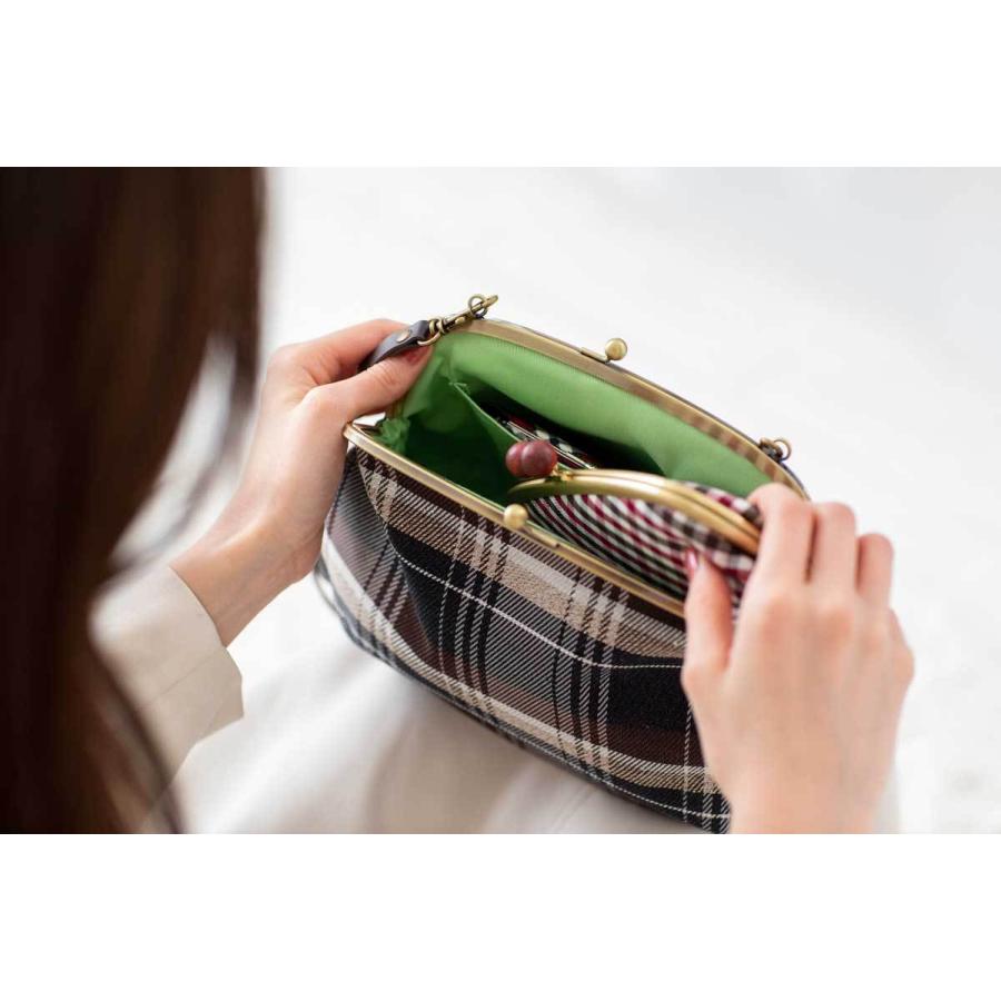 撥水加工・西陣織シルク・がま口ショルダー・タータンチェック・チャコールブラック・レディース・日本製 |  | 11