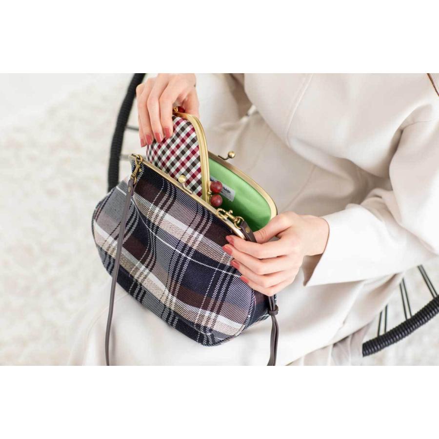 撥水加工・西陣織シルク・がま口ショルダー・タータンチェック・チャコールブラック・レディース・日本製 |  | 12