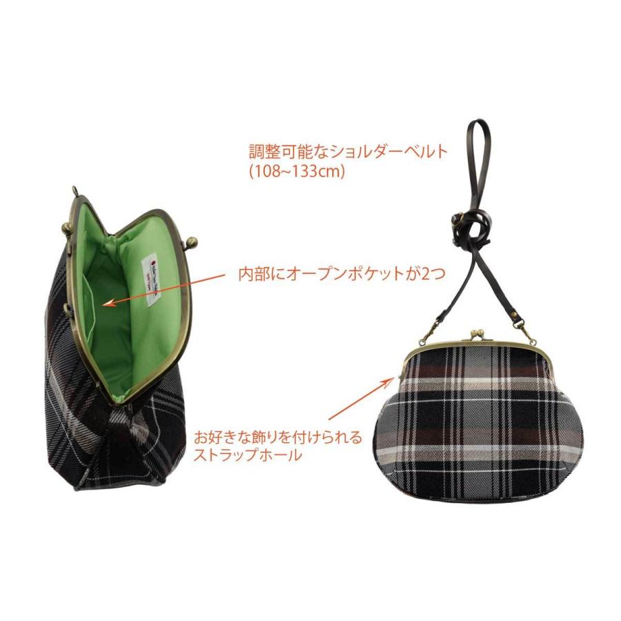 撥水加工・西陣織シルク・がま口ショルダー・タータンチェック・チャコールブラック・レディース・日本製 |  | 15