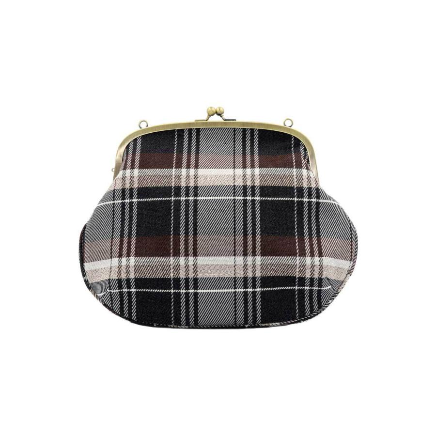 撥水加工・西陣織シルク・がま口ショルダー・タータンチェック・チャコールブラック・レディース・日本製 |  | 02