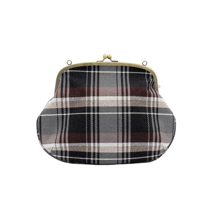 撥水加工・西陣織シルク・がま口ショルダー・タータンチェック・チャコールブラック・レディース・日本製 |  | 03