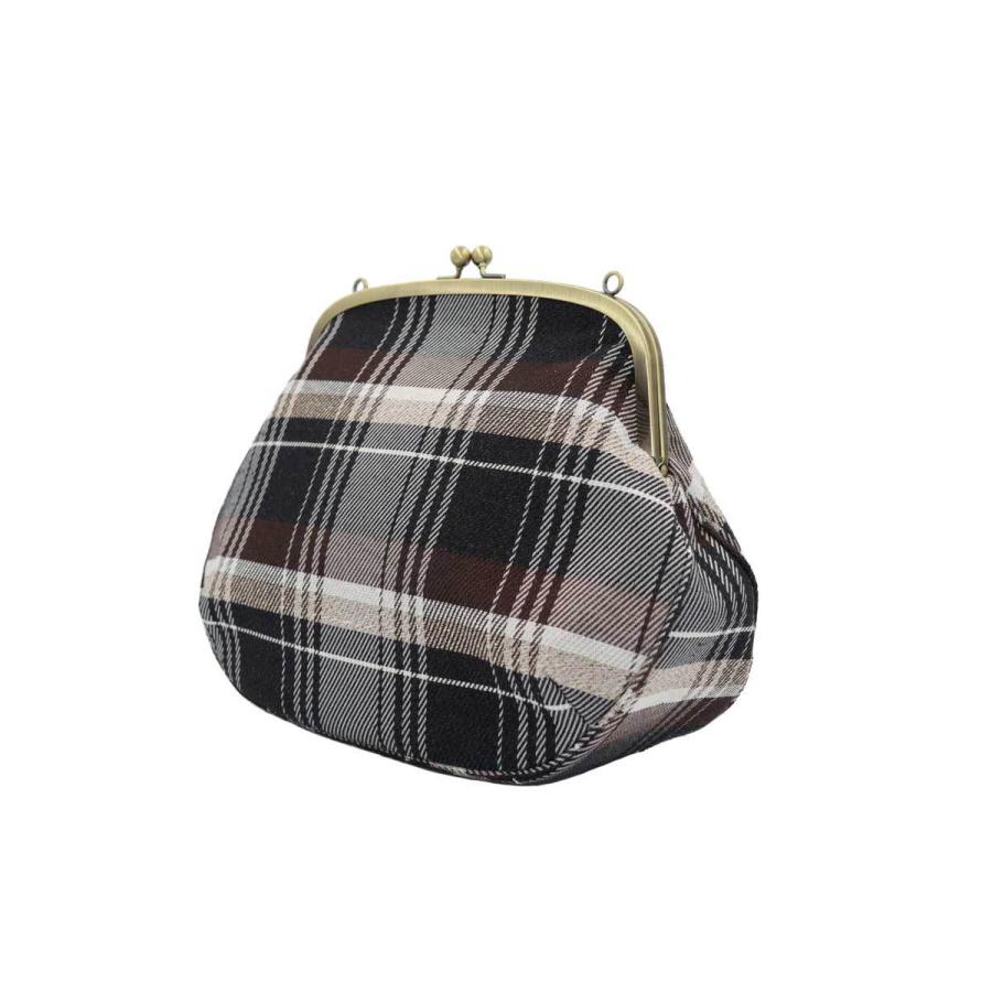 撥水加工・西陣織シルク・がま口ショルダー・タータンチェック・チャコールブラック・レディース・日本製 |  | 04