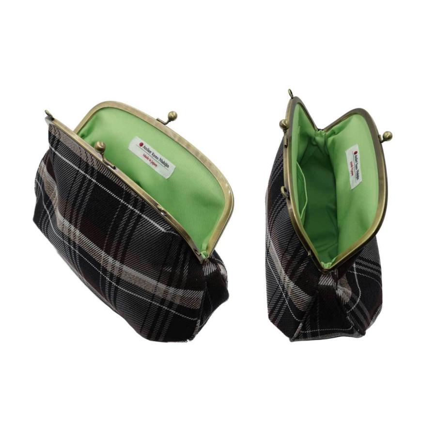 撥水加工・西陣織シルク・がま口ショルダー・タータンチェック・チャコールブラック・レディース・日本製 |  | 06