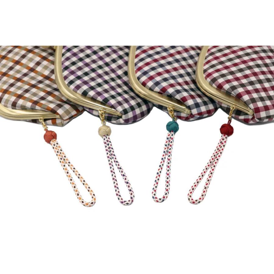 西陣織シルク・がま口長財布・京組紐ストラップ付・ギンガムチェック・ブラウン・レディース・日本製 |  | 14