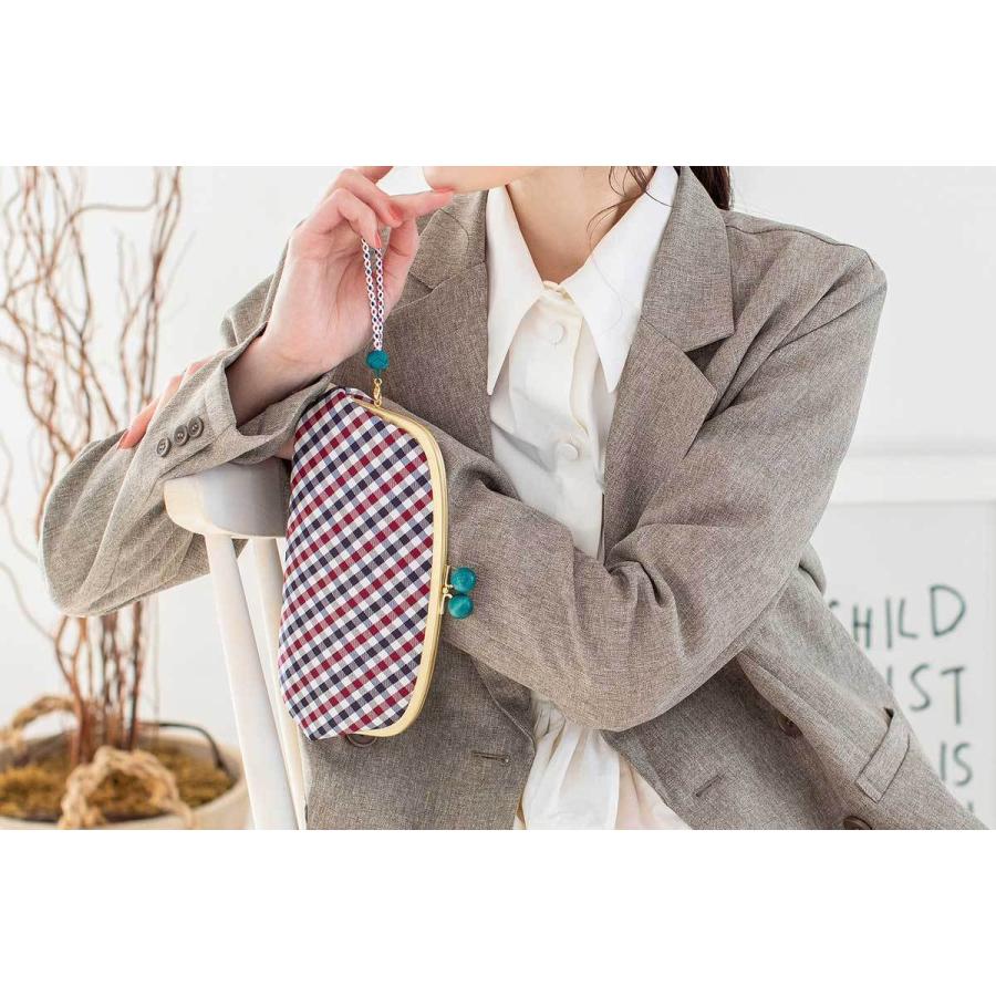 西陣織シルク・がま口長財布・京組紐ストラップ付・ギンガムチェック・レッド・レディース・日本製 |  | 11