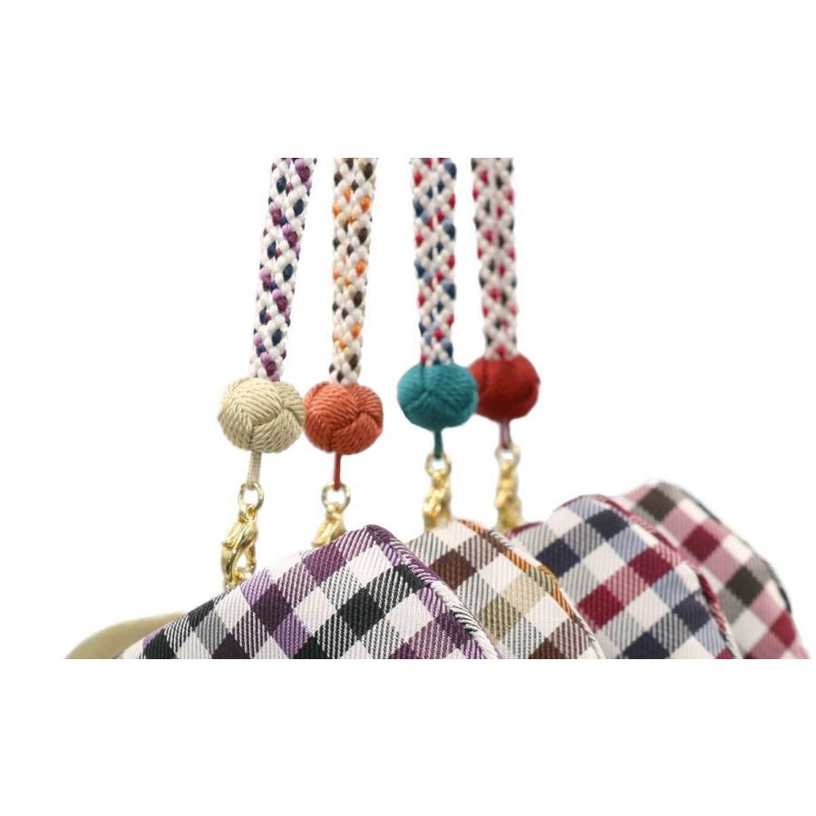 西陣織シルク・がま口長財布・京組紐ストラップ付・ギンガムチェック・レッド・レディース・日本製 |  | 15