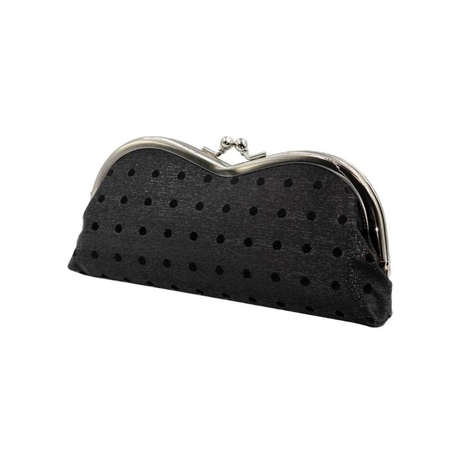 西陣織シルク×艶やかナイロン・山型眼鏡ケース・水玉・スパークリングブラック・日本製 |  | 02