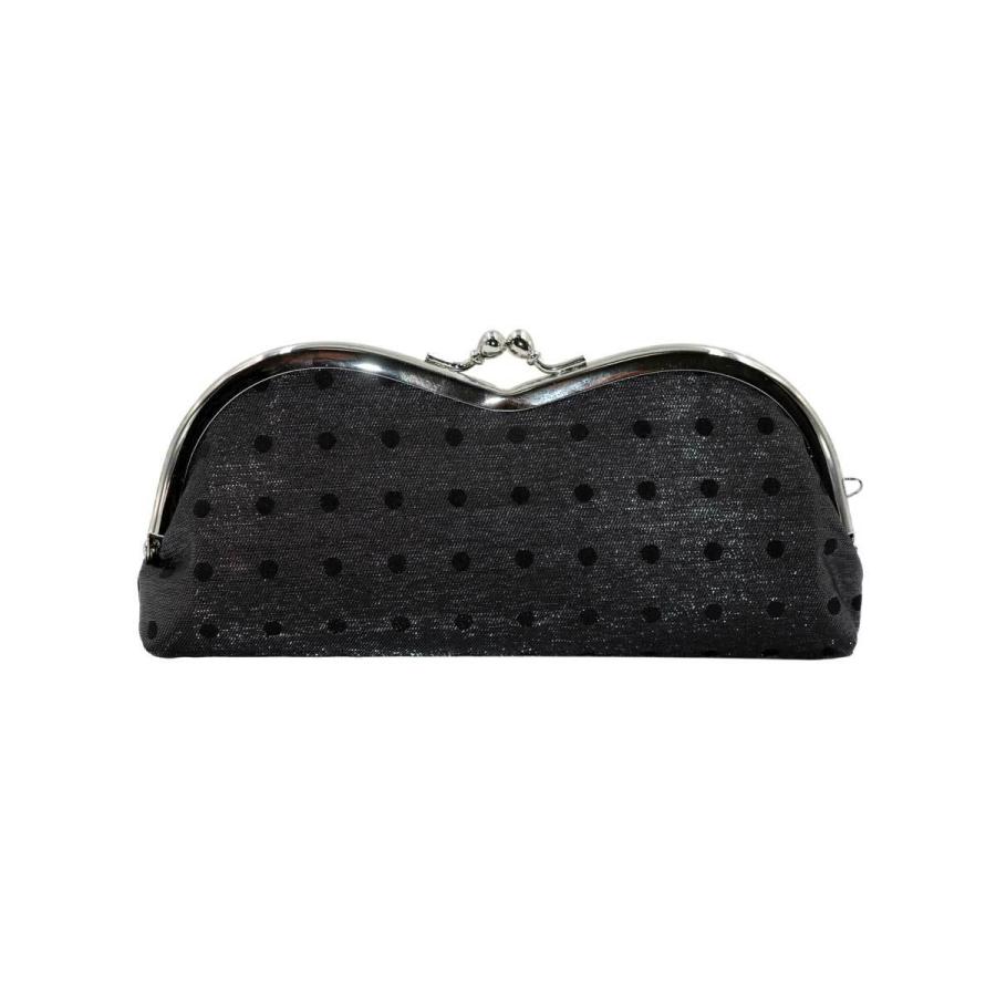 西陣織シルク×艶やかナイロン・山型眼鏡ケース・水玉・スパークリングブラック・日本製 |  | 03