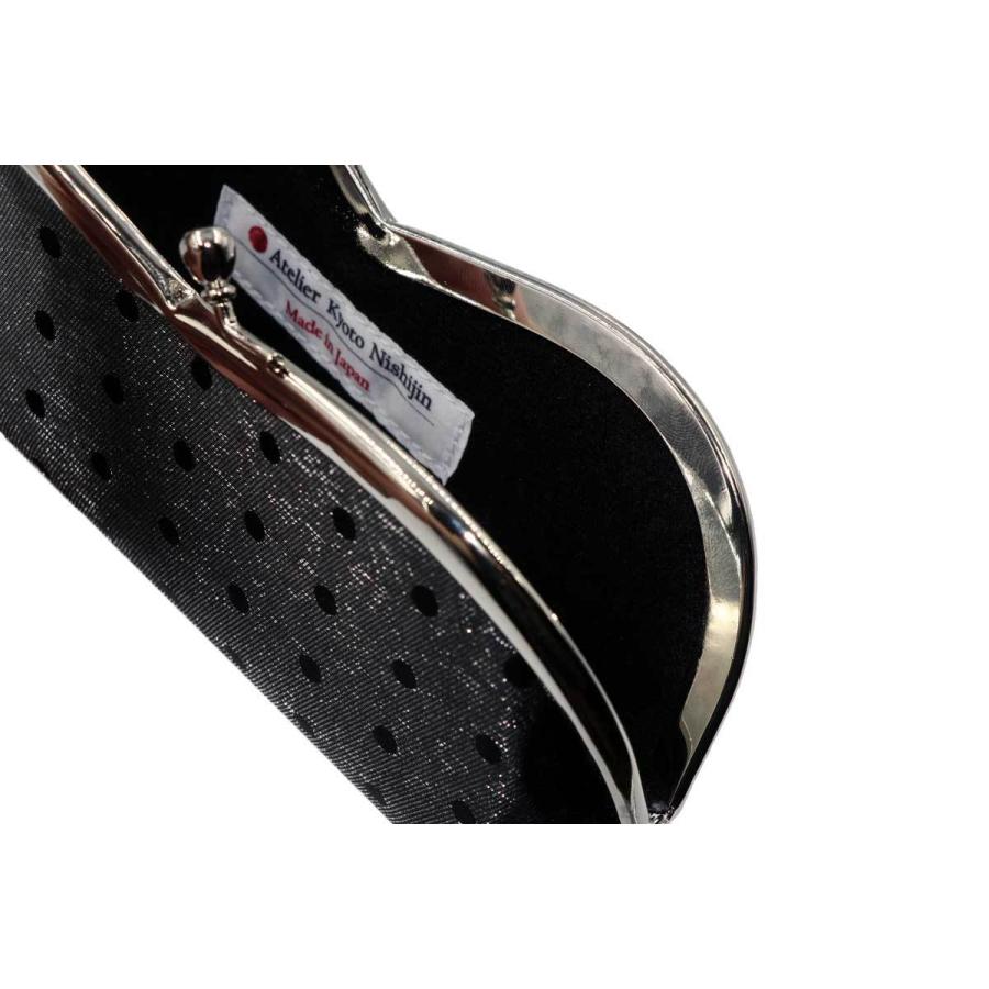 西陣織シルク×艶やかナイロン・山型眼鏡ケース・水玉・スパークリングブラック・日本製 |  | 07