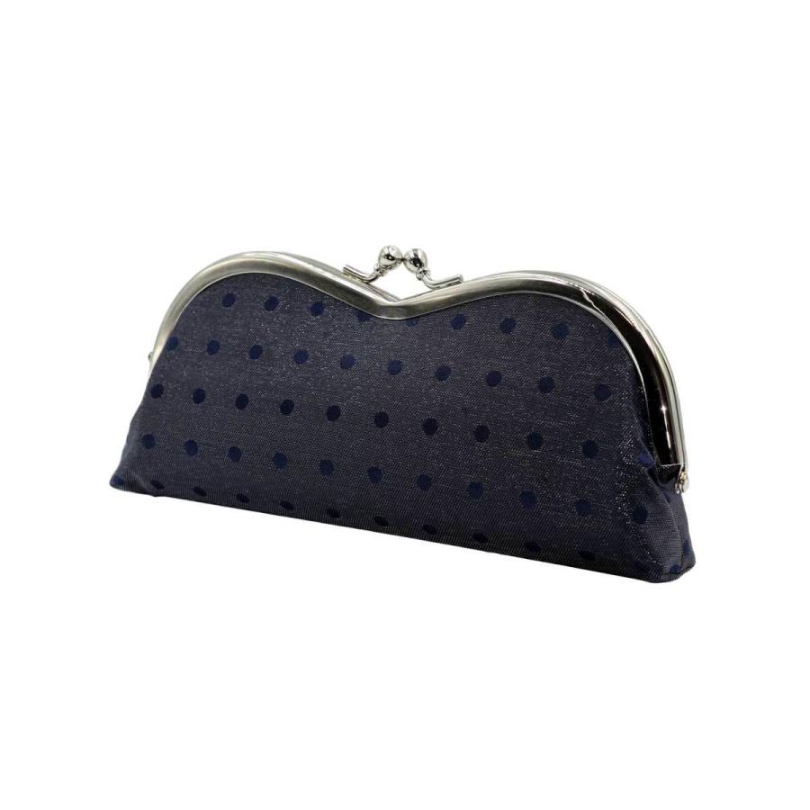 西陣織シルク×艶やかナイロン・山型眼鏡ケース・水玉・スパークリングネイビー・日本製 |  | 02