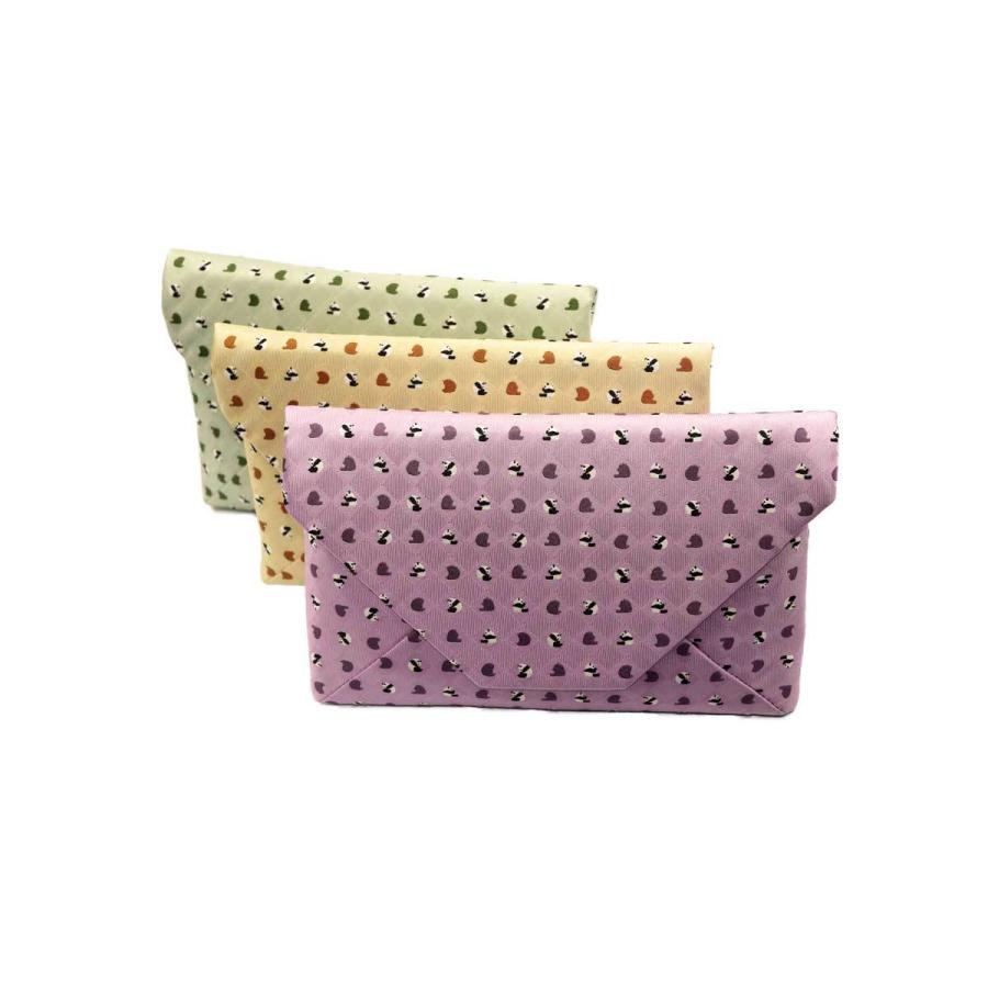 お座りパンダ&もぐもぐパンダ・西陣織シルク・和風クラッチ（数寄屋袋）・B5サイズタブレット対応・撫子色（なでしこいろ）・日本製 |  | 07