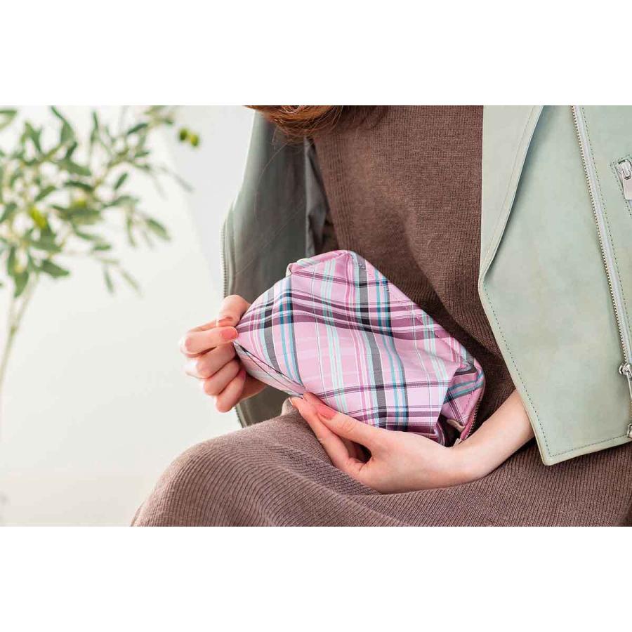 撥水加工・西陣織シルク・がばっと開くコスメポーチ・マルチチェック・アッシュグレー・レディース・日本製 |  | 15