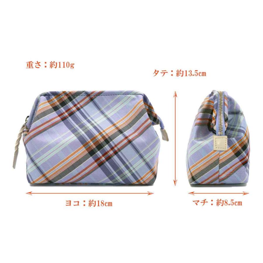 撥水加工・西陣織シルク・がばっと開くコスメポーチ・マルチチェック・スカイブルー・レディース・日本製 |  | 17