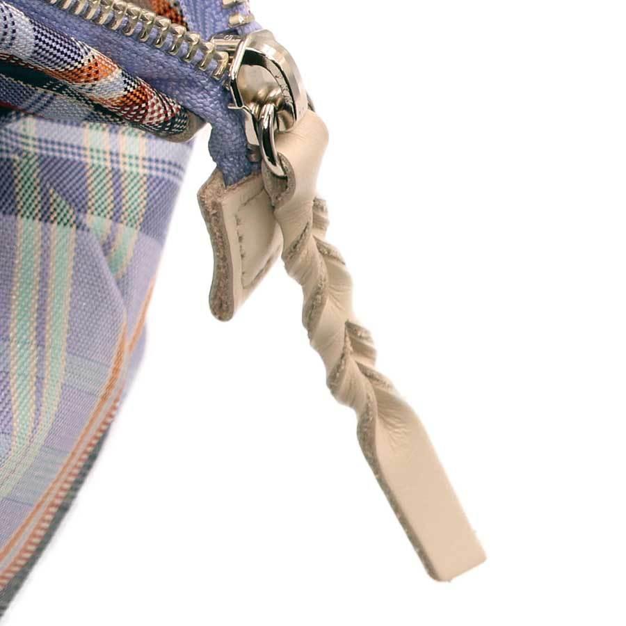 撥水加工・西陣織シルク・がばっと開くコスメポーチ・マルチチェック・スカイブルー・レディース・日本製 |  | 06