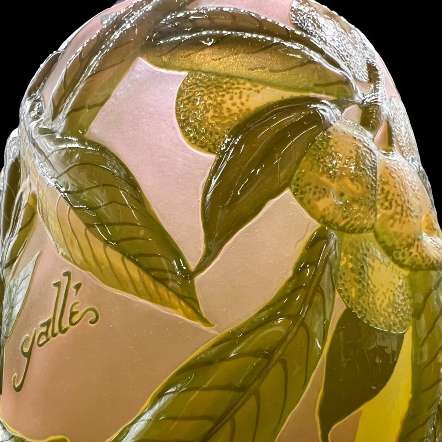 証明書付】 エミールガレ 高さ21cm 果実文 スフレ技法 花瓶 フラワー  