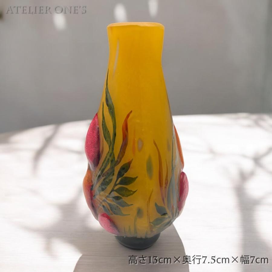 証明書付】【希少】 ドーム ナンシー 花瓶 高さ13cm エナメル彩