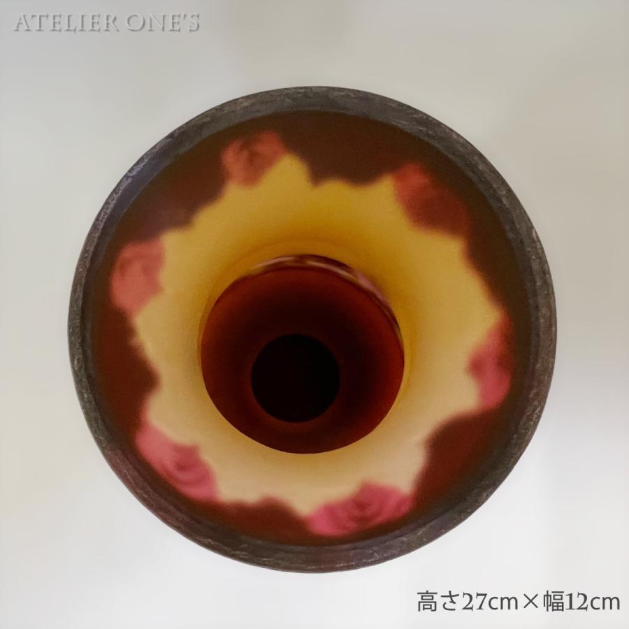 【証明書付】希少　エミールガレ 花瓶 高さ27.5cm 幅12cm カメオ彫り 証明書付】 エミールガレ 高さ27cm 幅12cmカメオ彫り 花瓶