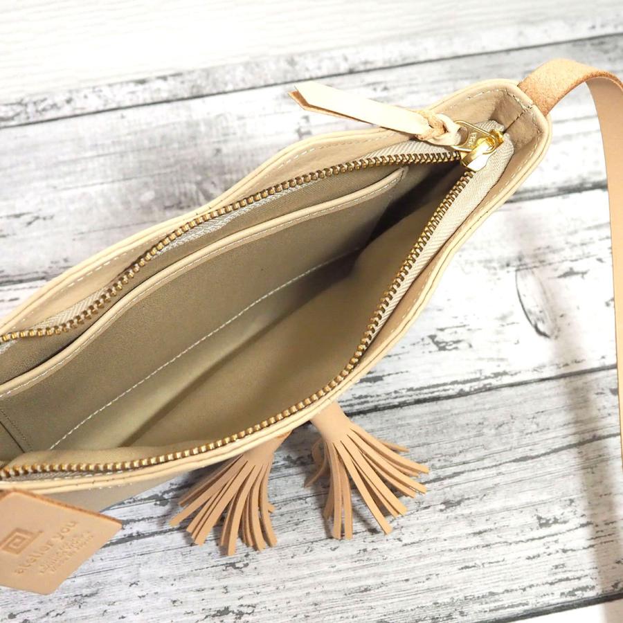 波形 サコッシュ レザー ショルダーバッグ 手染め ハンドメイド