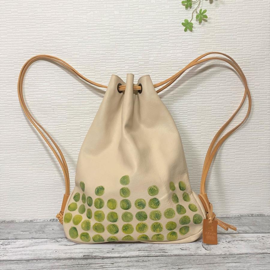 リュック 巾着 ナップザック レザー 手染め ハンドメイド タンニン