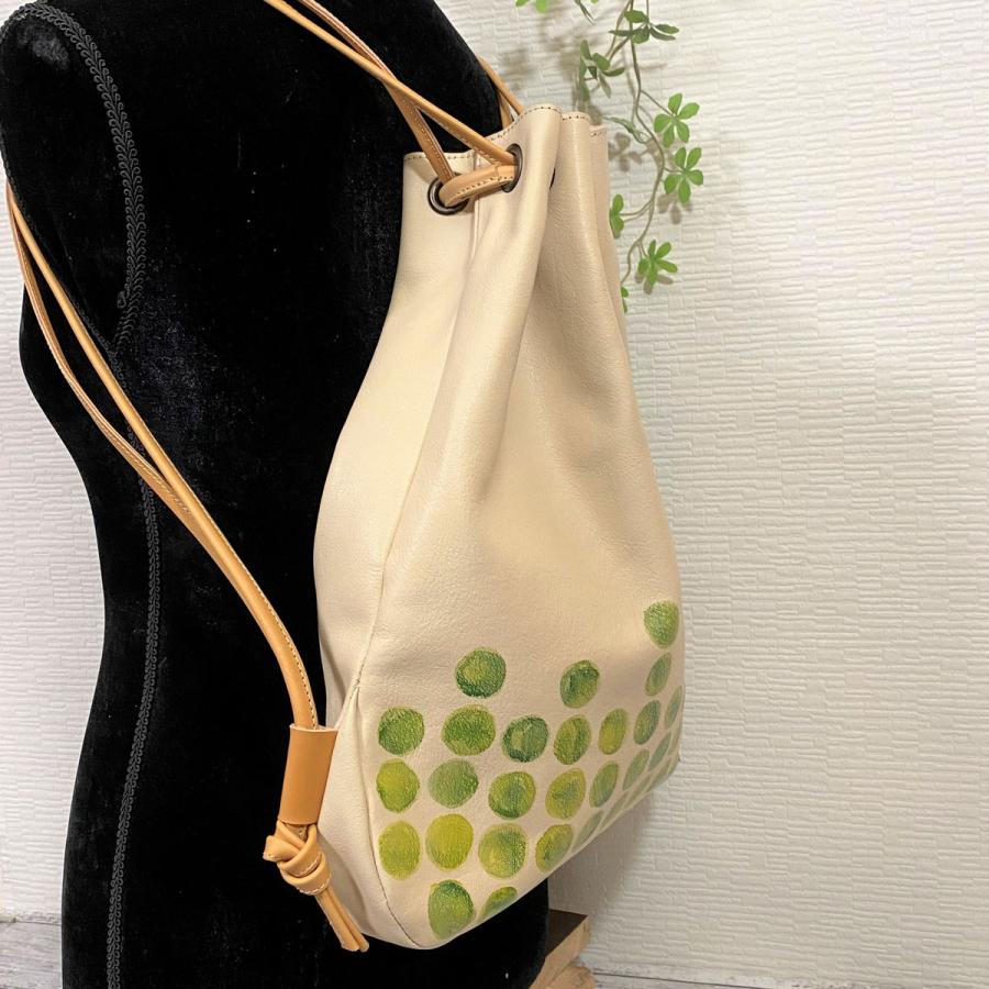 リュック 巾着 ナップザック レザー 手染め ハンドメイド タンニン