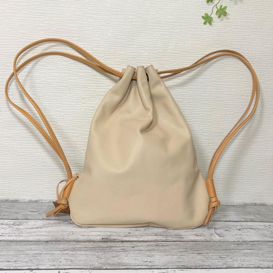 リュック 巾着 ナップザック レザー 手染め ハンドメイド タンニン