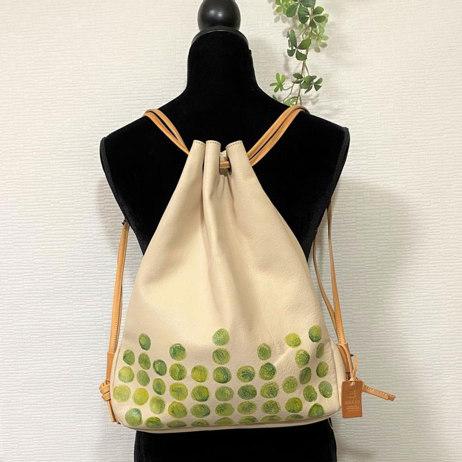 リュック 巾着 ナップザック レザー 手染め ハンドメイド タンニン