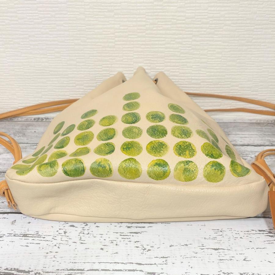 リュック 巾着 ナップザック レザー 手染め ハンドメイド タンニン