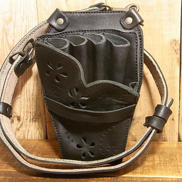 レビューで送料無料 送料無料 シザーケース かわいい 美容師 トリマー 革 本革 おしゃれ 花柄 ウォッシュ レザー ビンテージシザーバッグ 牛革 プロ用 4丁 ハンドメイド 7101 黒 最新情報 Kuljic Com