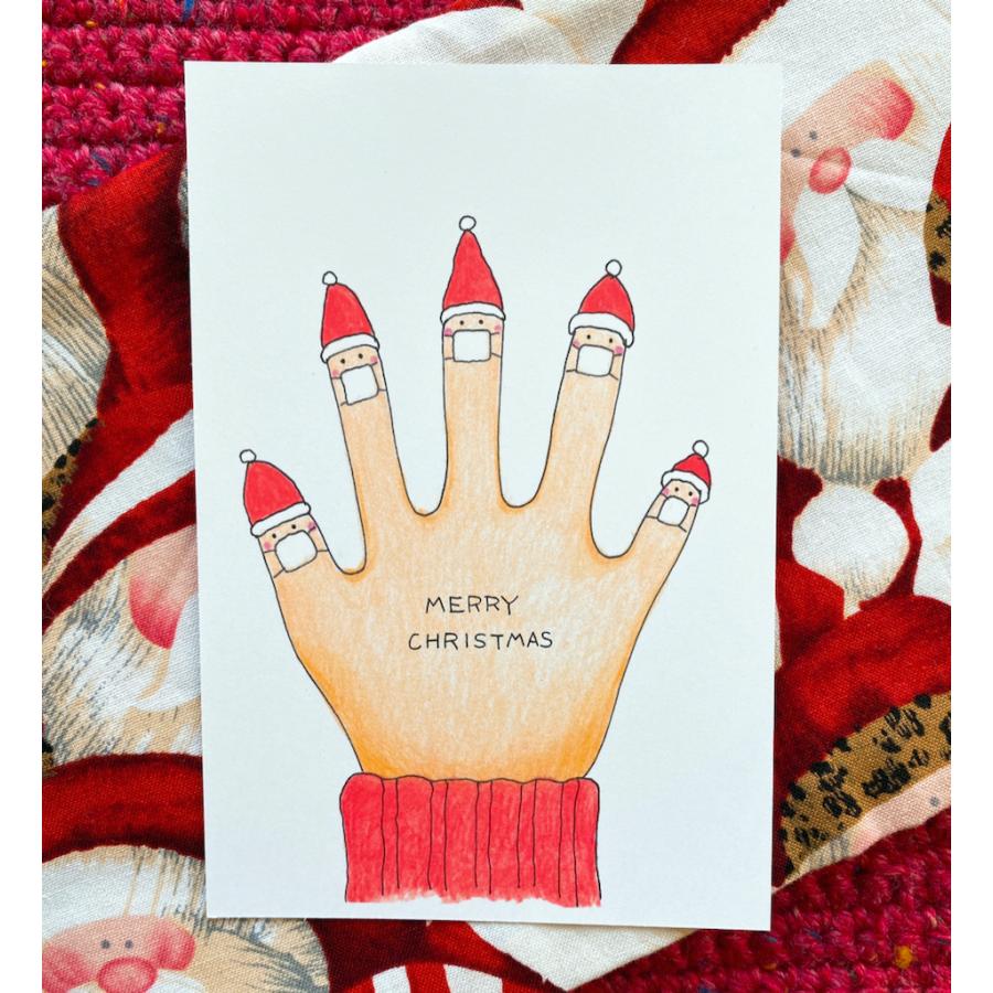 クリスマスポストカード マスクをした５人のサンタさん Christmascard2 アトリエぽーぽー手作りの店 通販 Yahoo ショッピング